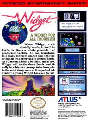 Widget (USA) box cover back